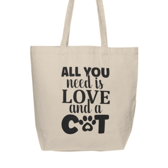 All You Need Is Love And A Cat Custom Canvas Tote Bag - Picture 2 of 3